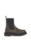 Brunello Cucinelli Brown Ankle Boots With Pull-tab With Monil At The Heel In Suede Woman