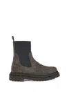 Brunello Cucinelli Brown Ankle Boots With Pull-tab With Monil At The Heel In Suede Woman