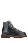 Brunello Cucinelli Lace-up Herringbone-detail Hiking Boots In Black