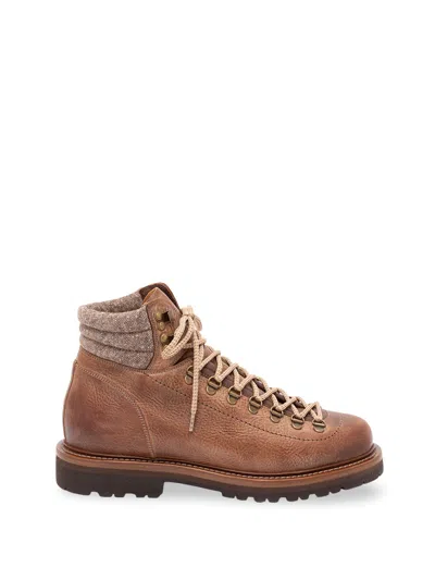 Brunello Cucinelli Man Ankle Boots Beige Size 10 Leather In Multi