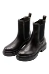 Brunello Cucinelli Leather Beatles Shoe With Jewels On The Side Elastic Bandleather In Brown