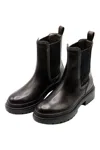 Brunello Cucinelli Leather Beatles Shoe With Jewels On The Side Elastic Bandleather In Brown