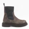 Brunello Cucinelli Cedar Brown Flat Shoes With Elasticated Side Panels And Rubber Sole In Brown