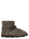 Brunello Cucinelli Women Suede Ankle Boots With Shearling Lining In Oxide