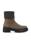 Brunello Cucinelli Monili-trim Block-heel Ankle Boots In Peat