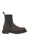 Brunello Cucinelli Women Suede Boot With Knitted Insert And Precious Loop Detail In Brown