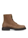 Brunello Cucinelli Suede Lace-up Ankle Boots In Brown