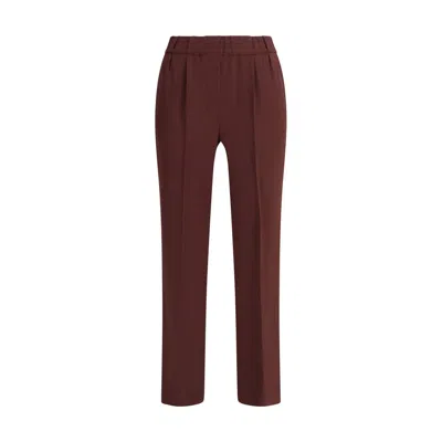 Brunello Cucinelli Bordeaux Acetate Casual Pants In Brown
