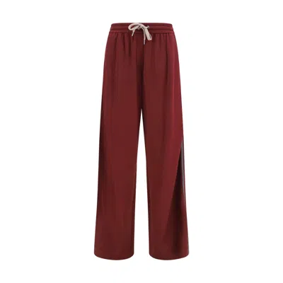 Brunello Cucinelli Bordeaux Cotton Athletic Pants In Red
