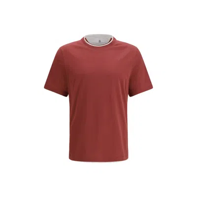 Brunello Cucinelli Bordeaux Cotton T-shirt In Red