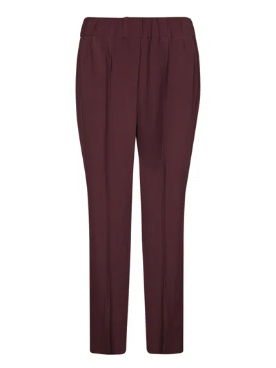 Brunello Cucinelli Bordeaux Elastic Crepe Trousers In Brown
