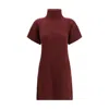 Brunello Cucinelli Women English Rib Knit Dress In Virgin Wool Cashmere And Silk In Burgundy