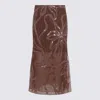 Brunello Cucinelli Bordeaux Silk Skirt In Brown