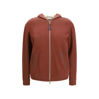 Brunello Cucinelli Bordeaux Silk Sweatshirt In Brown