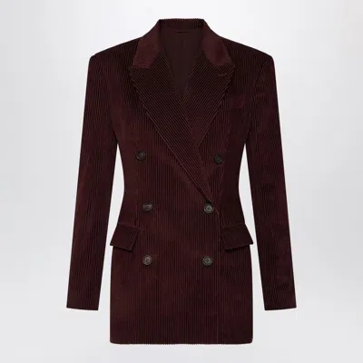 Brunello Cucinelli Bordeaux Velvet Double-breasted Jacket In Burgundy