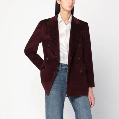 BRUNELLO CUCINELLI BRUNELLO CUCINELLI | BORDEAUX VELVET DOUBLE-BREASTED JACKET