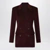 Brunello Cucinelli Oversized Double-breasted Cotton-corduroy Blazer In Burgundy