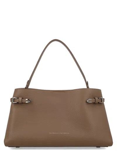 Brunello Cucinelli Borsa In Pelle Granata In Brown