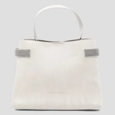 Brunello Cucinelli White Leather Crossbody Bag In Neutral