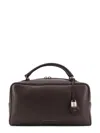 Brunello Cucinelli Brown Crossbody Bag With Removable Shoulder Strap And Padlock Pendant With Embossed Logo In Leather  In Brown