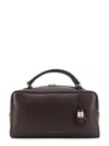 Brunello Cucinelli Brown Crossbody Bag With Removable Shoulder Strap And Padlock Pendant With Embossed Logo In Leather  In Brown