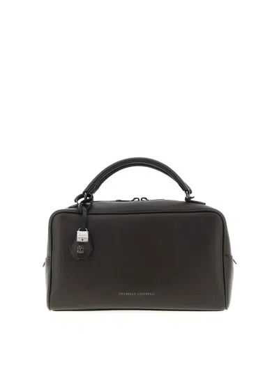 Brunello Cucinelli Boston Explorer Medium Handbag In Brown