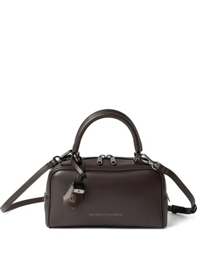 Brunello Cucinelli Boston Explorer Top-handle Padlock Bag In Brown