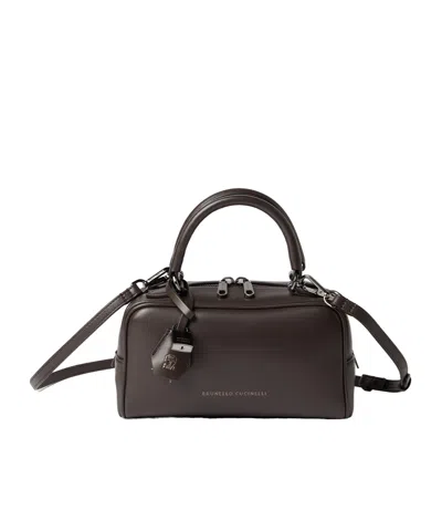 Brunello Cucinelli Boston Explorer Top-handle Padlock Bag In Black