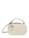 Brunello Cucinelli 'boston Explorer' White Crossbody Bag With Removable Metal Padlock Charm In Neutral