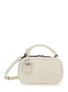 Brunello Cucinelli 'boston Explorer' White Crossbody Bag With Removable Metal Padlock Charm In Suede Woman