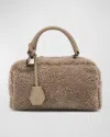 BRUNELLO CUCINELLI BOSTON LAMB SHEARLING TOP-HANDLE BAG