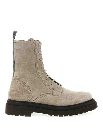 Brunello Cucinelli Suede Combat Boots Monile