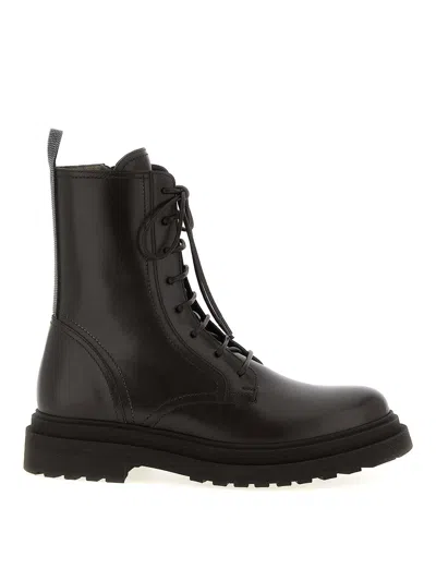 Brunello Cucinelli Combat Boots In Brown