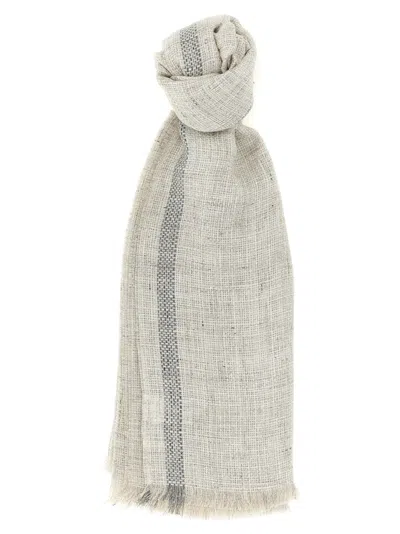 Brunello Cucinelli Bouclé Linen Scarf In Cream