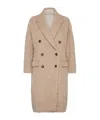 Brunello Cucinelli Boucle Double-breasted Coat Sequin Embellishment In Brown