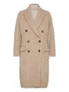 Brunello Cucinelli Boucle Double-breasted Coat Sequin Embellishment In Neutral