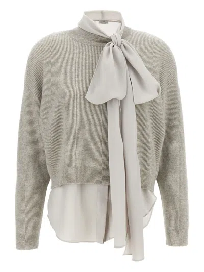 Brunello Cucinelli Women Blouse Sweater In Gray