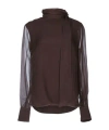 Brunello Cucinelli Bow Detailed High Neck Blouse In Burgundy