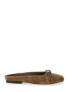 Brunello Cucinelli Leather Ballerina Shoes In Brown