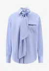 Brunello Cucinelli Bow Pocket Long Sleeve Shirt In Blue
