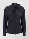 Brunello Cucinelli Bow Pocket Long Sleeve Shirt In Blue