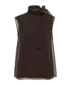 Brunello Cucinelli Pussybow Top With Monili In Black