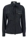 Brunello Cucinelli Bow Pocket Long Sleeve Shirt In Blue