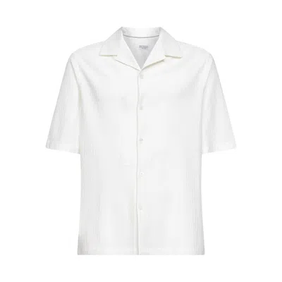 Brunello Cucinelli Bowling-collar Button-up Shirt In White
