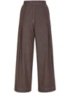 Brunello Cucinelli Cotton Wide Leg Denim Effect Pants In Brown In Brown