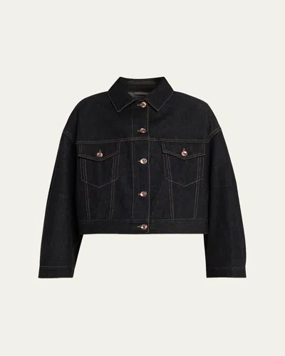 Brunello Cucinelli Boxy Denim Jacket In Black