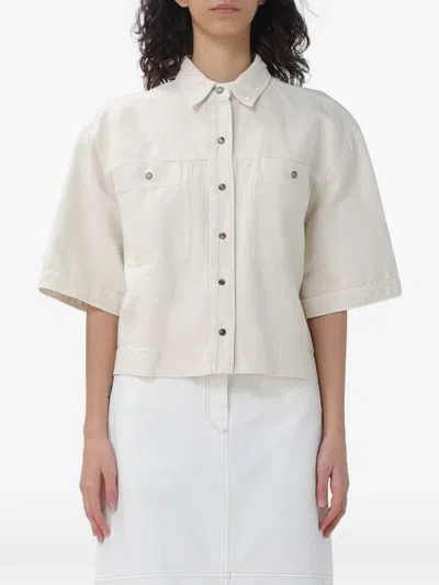 Brunello Cucinelli Minimalist Shortsleeve Shirt In White