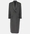 Brunello Cucinelli Grey Single-breasted Coat With Notched Revers In Wool Woman In Grey