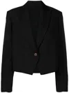 Brunello Cucinelli Monili-trim Single-breasted Linen Twill Crop Blazer Jacket In Black
