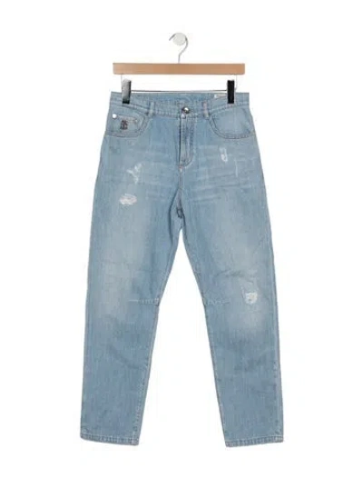 Pre-owned Brunello Cucinelli Kids' Boys Button And Zip Closure Jeans In Blue